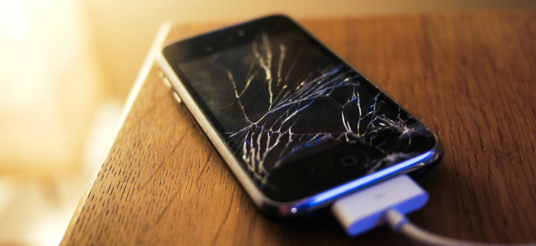 Cracked smartphone screen