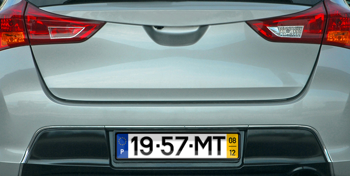 Portuguese number plate on car